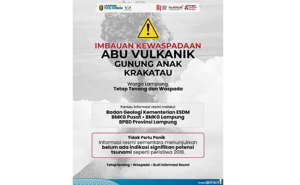 Gunung Anak Krakatau Erupsi, Abu Vulkanik Membumbung hingga 50.000 Kaki dan Ancam Jalur Penerbangan