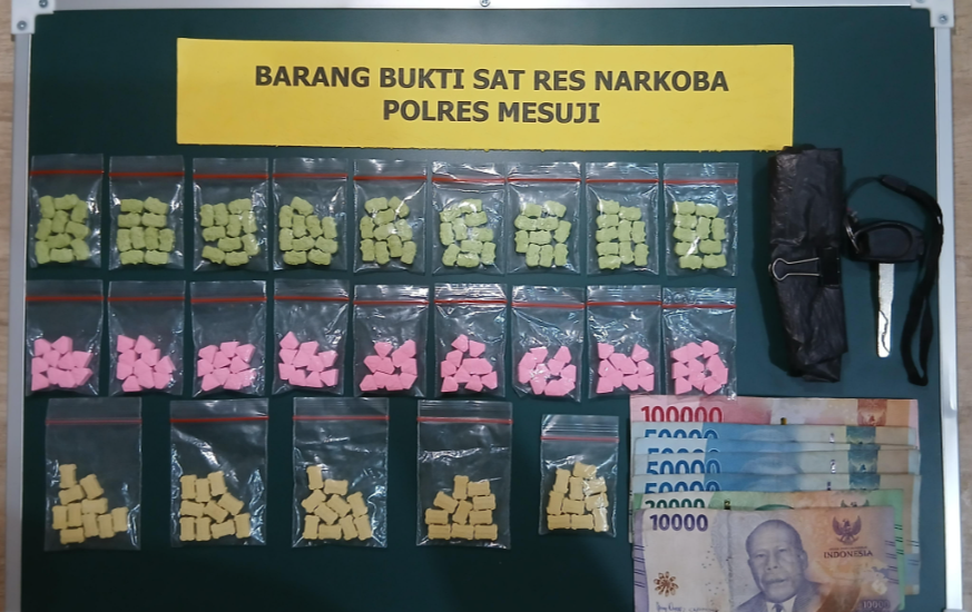 Polres Mesuji Gerebek 2 Lokasi Narkoba, Sita 230 Pil Ekstasi, Sabu dan Senpi Rakitan