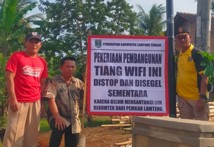 Pemkab Lamteng Segel Proyek Tiang Kabel My Republic di Punggur 