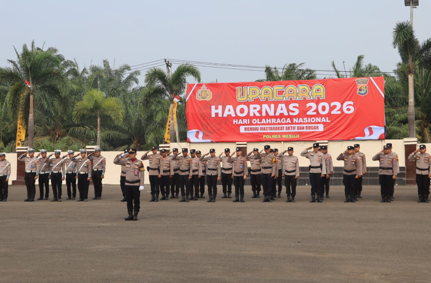 Polres Mesuji Gelar Upacara Haornas 2026, Tekankan Pentingnya Kebugaran dan Kedisiplinan Anggota