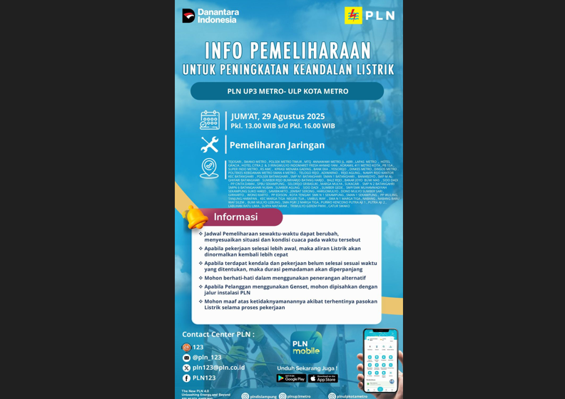 Tak Hanya Metro, Warga Batanghari Juga Terdampak Pemadaman Listrik Jumat, 29 Agustus 2025