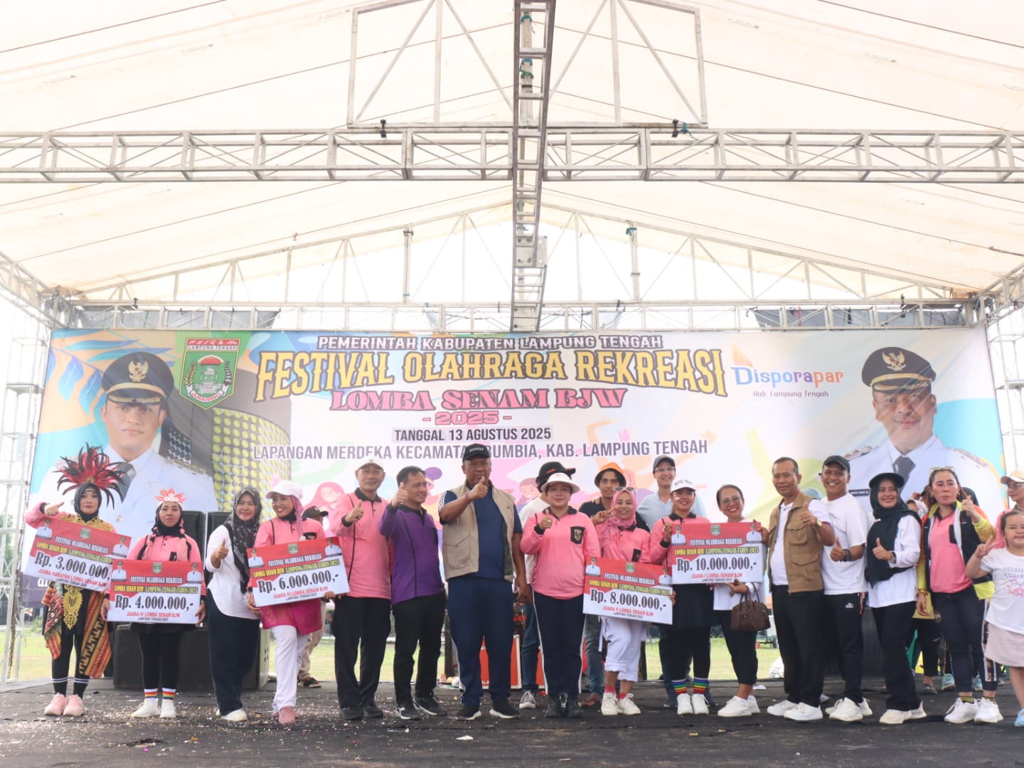 Senam BJW Meriahkan Festival Olahraga Rekreasi Lampung Tengah, Semangat Gotong Royong Terangkat