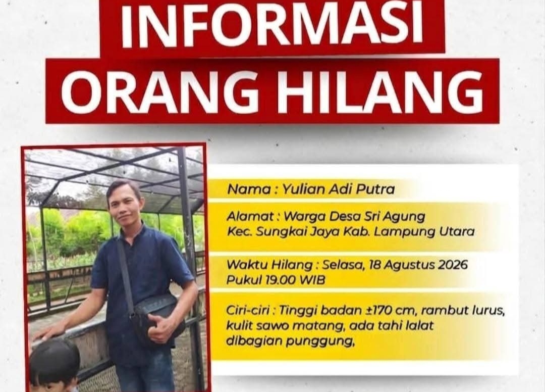 Warga Lampung Utara Hilang Sejak 18 Agustus Ditemukan Tak Bernyawa di Kebun Singkong