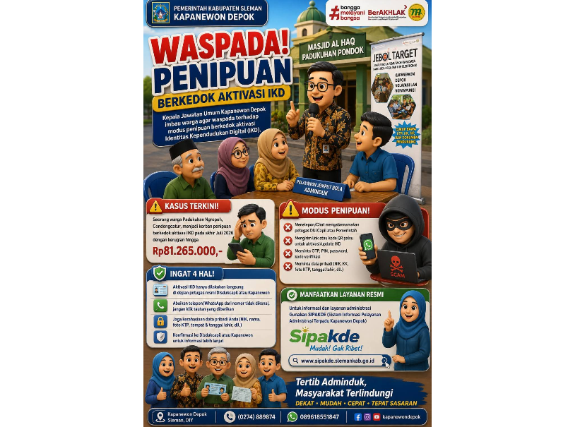 Waspada Modus Baru Penipuan IKD, Warga Sleman Rugi Rp81 Juta Gegara Data Pribadi