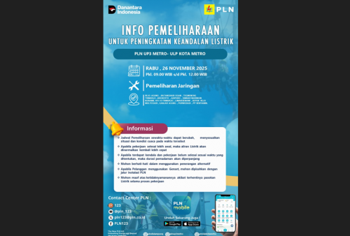 PLN ULP Metro Umumkan Pemadaman Bergilir 26 November 2025, Berikut Wilayah Terdampak