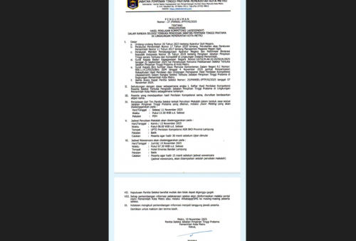 Pansel JPTP Kota Metro Rilis Hasil Assessment untuk 3 Jabatan Strategis