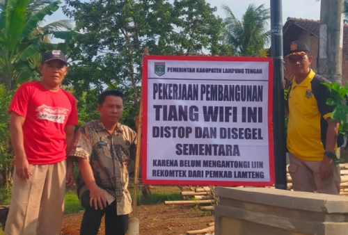 Pemkab Lamteng Segel Proyek Tiang Kabel My Republic di Punggur 