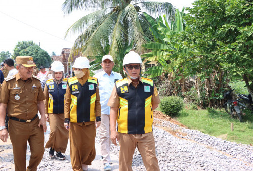 Bupati Lampung Tengah Tinjau Pembangunan Jalan Buyut Ilir – Tanggul Angin