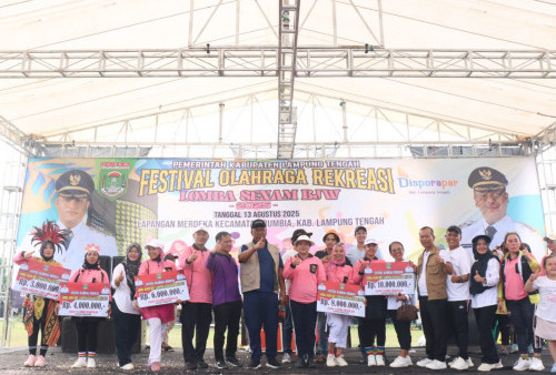 Senam BJW Meriahkan Festival Olahraga Rekreasi Lampung Tengah, Semangat Gotong Royong Terangkat